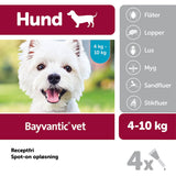 Flåt- og loppemiddel 4-10 kg 4x1,0ml hund