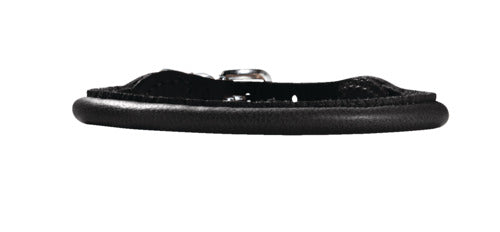 Læder rund halsbånd Petit Elg 30-33 cm 6 mm bred sort