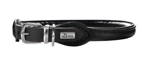 Læder rund halsbånd Petit Elg 30-33 cm 6 mm bred sort