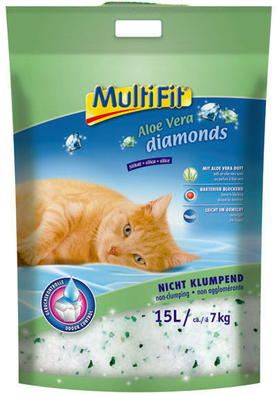 Kattegrus Diamonds Aloe Vera ikke klumpende 15 l / 7 kg– Maxi Zoo Danmark