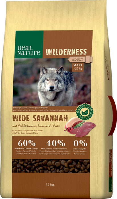 Adult Wilderness Wide Savannah Maxi vildsvin & lam 12 kg
