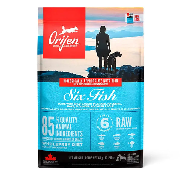 Køb ORIJEN Adult Six Fish 6 slags fisk 6 kg her– Maxi Zoo Danmark