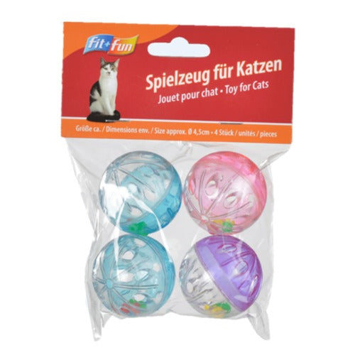 Kattelegetøj rasslebold 4 stk/pk 5 cm ass farve