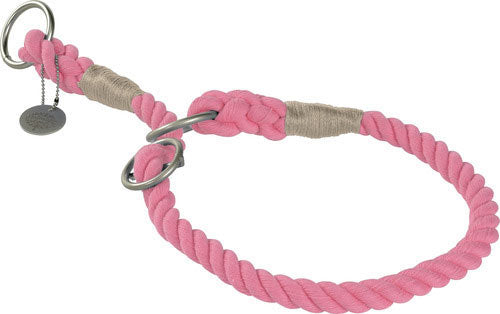 Bomulds retriever halsbånd S 40 cm pink rund