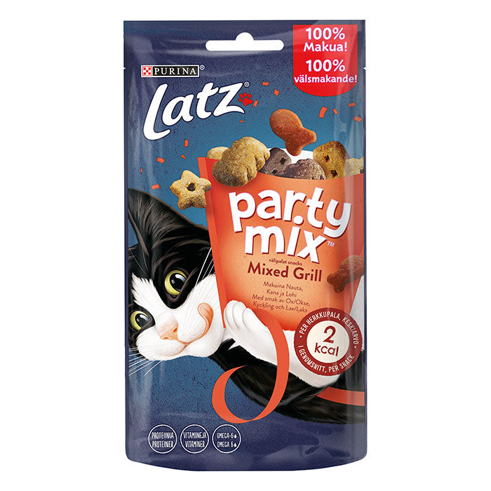 Party Mix Mixed Grill kylling, okse & laks 60 g