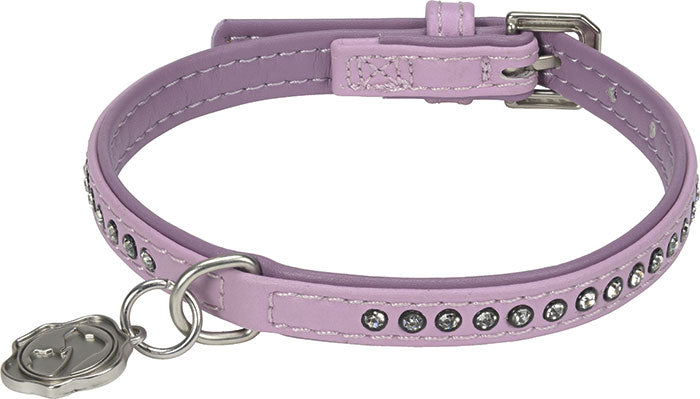 Kunstlæderhalsbånd Deluxe Rhinestones S rosa