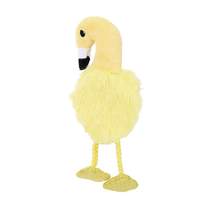 Kattelegetøj Flamingo fyldbar 15x7 cm gul