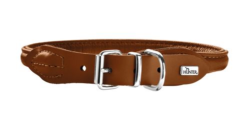 Læder rund halsbånd Elg 47-51cm, 10mm bred Cognac