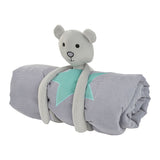 Tæppe Teddy Pepe & Kitty m/plysdyr 120x85 cm grå