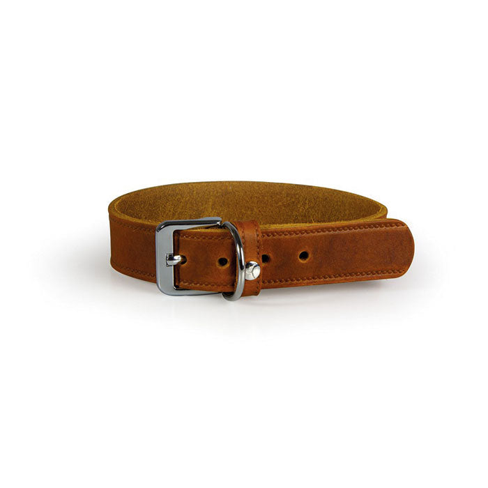 Læder halsbånd Weinheim 17-23 cm brun bred