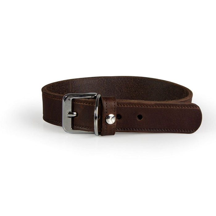 Læder halsbånd Weinheim 37-42 cm mocca bred