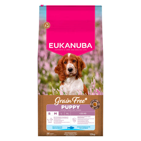 Puppy & Junior Small/Medium Kornfri Fisk 12 kg - Maxi Zoo Danmark