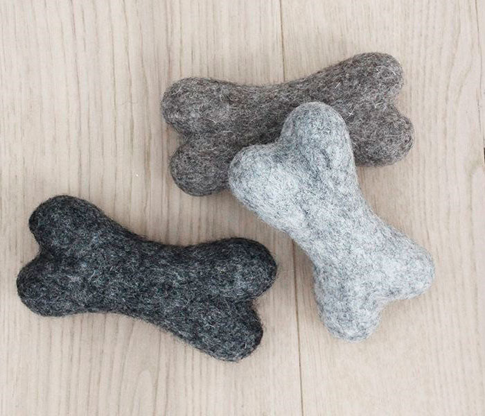 Hundelegetøj Bones 22x7x5 cm uld stålgrå