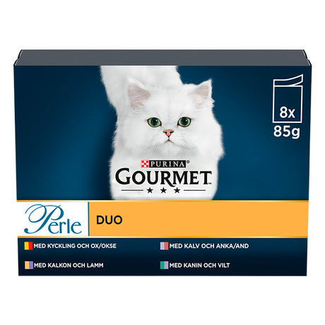 Adult menuboks, pouch Perle Duo 4 varianter 8x85 g - Maxi Zoo Danmark