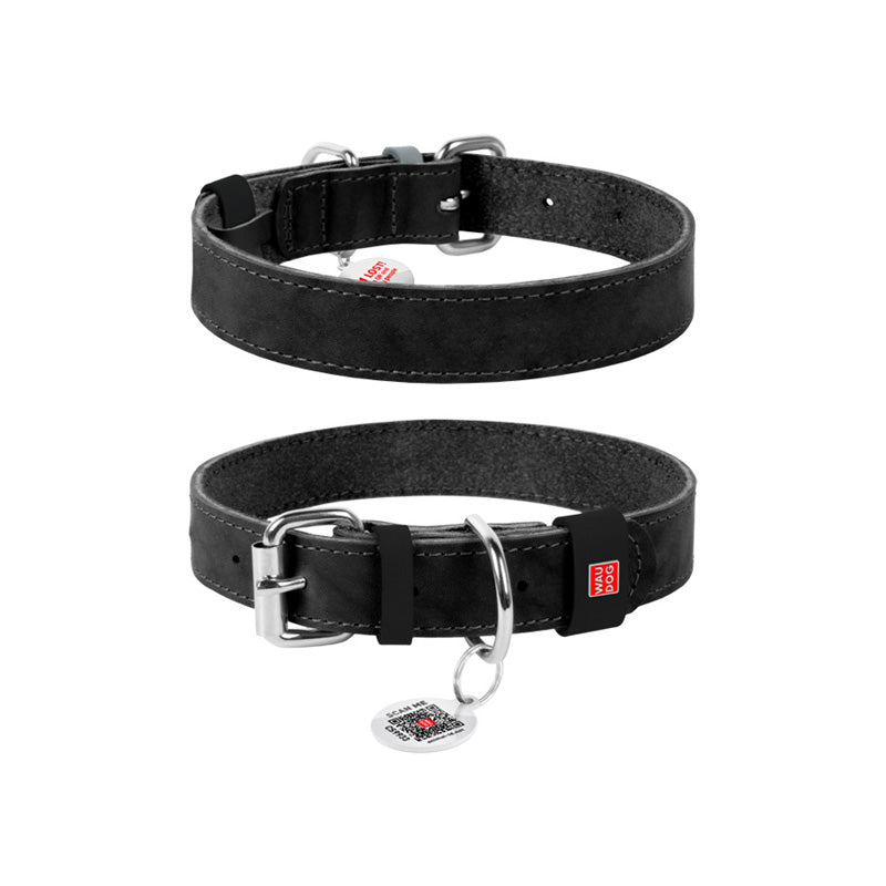 Læderhalsbånd Classic Sort 12 mm - 21-29 cm