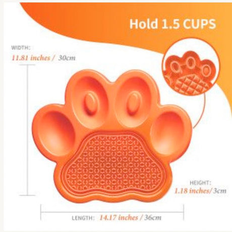 2-in-1 slow feeder & slikkemåtte easy orange