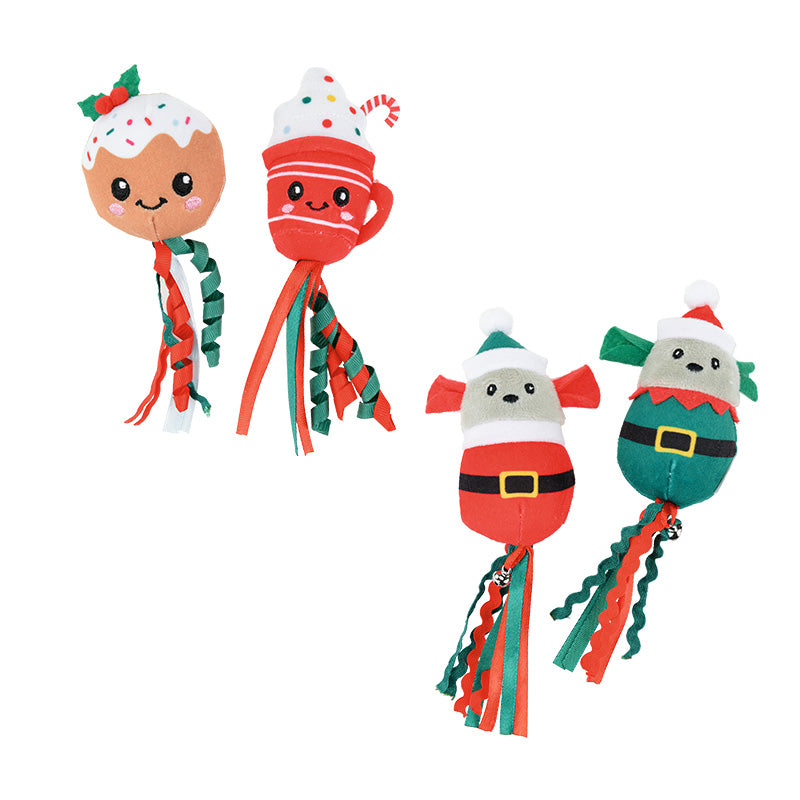 Plyslegetøj m/knitrefolie XMAS 2-pak, ass. Varianter