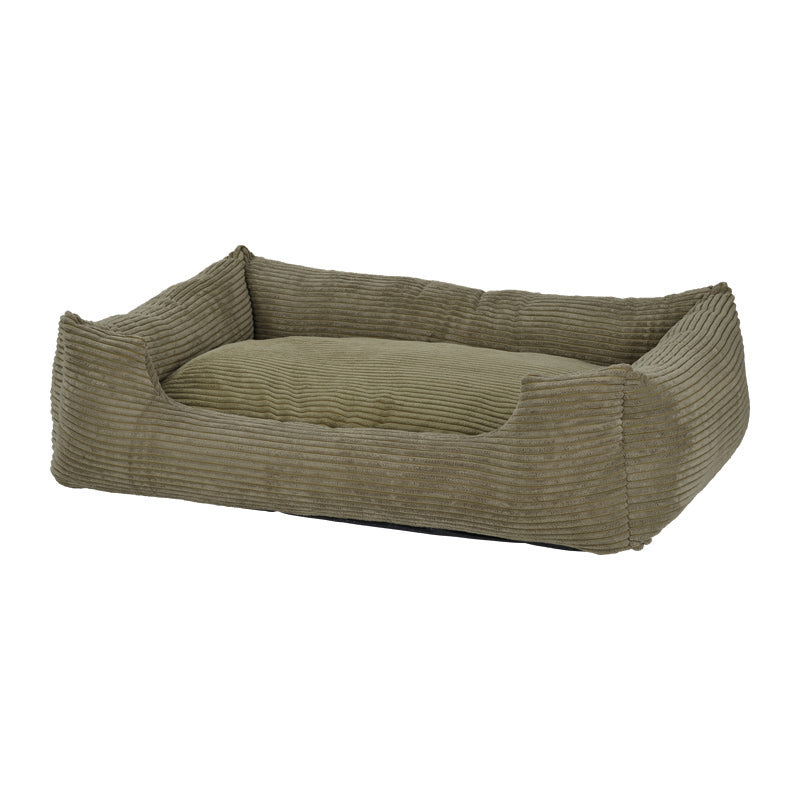 Hundeseng Cord Olivengrøn L, 100x70x27 cm