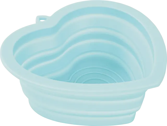 Foldbar skål hjerte lyseblå silikone, 350 ml