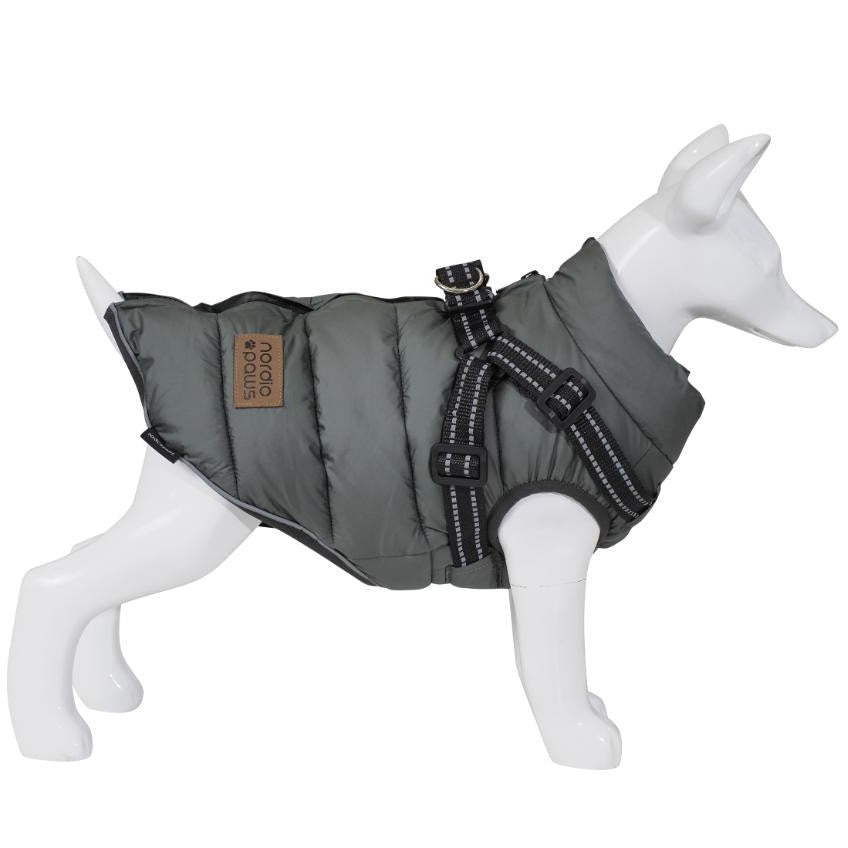 Hundejakke m/sele Vea 30cm, skovgrå